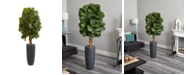 Nearly Natural 5.5' Fiddle Leaf Artificial Tree in Gray Cylinder Planter 